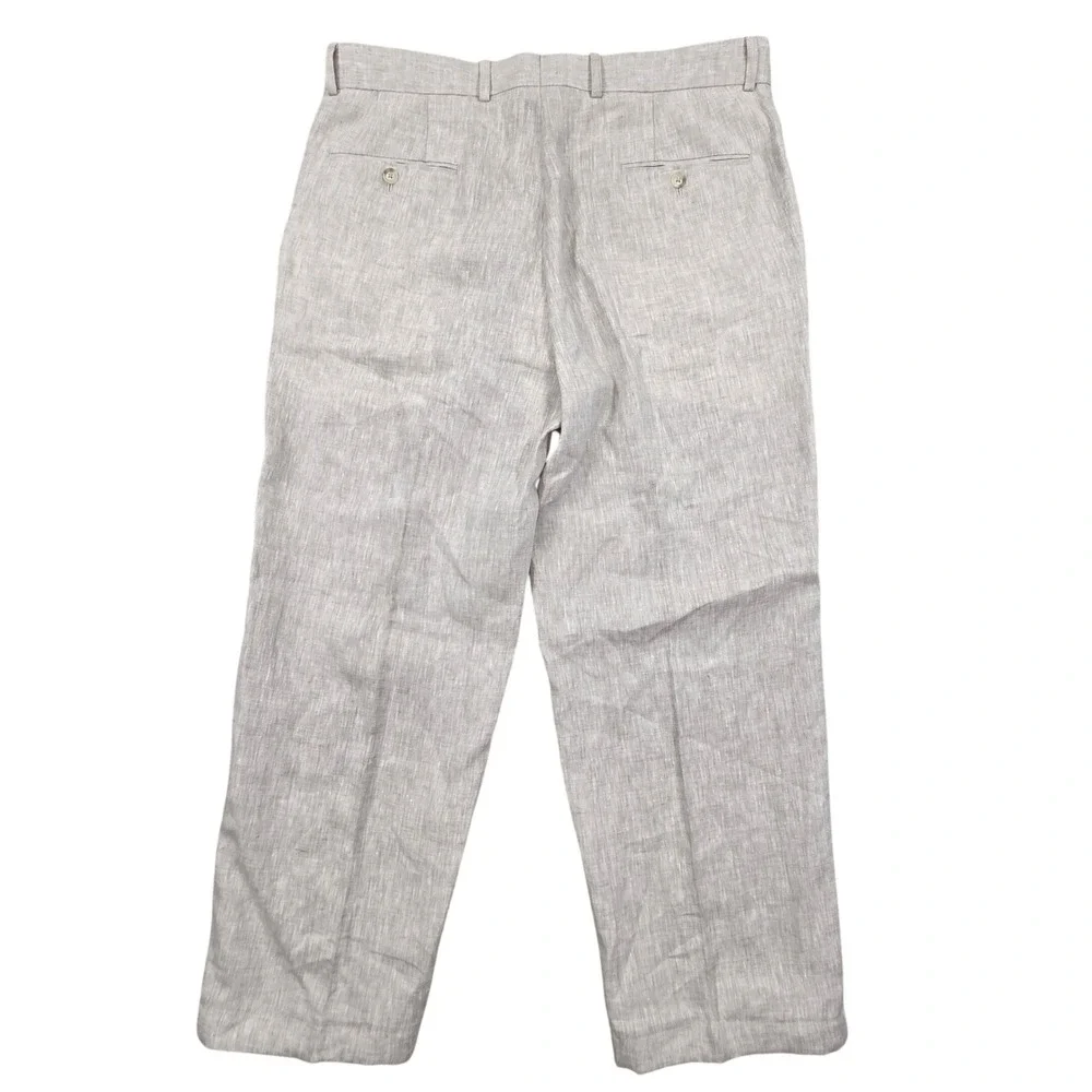 Haspel Mitch 100% Linen Dress Pants Tan Summer Trousers Mens 36x28